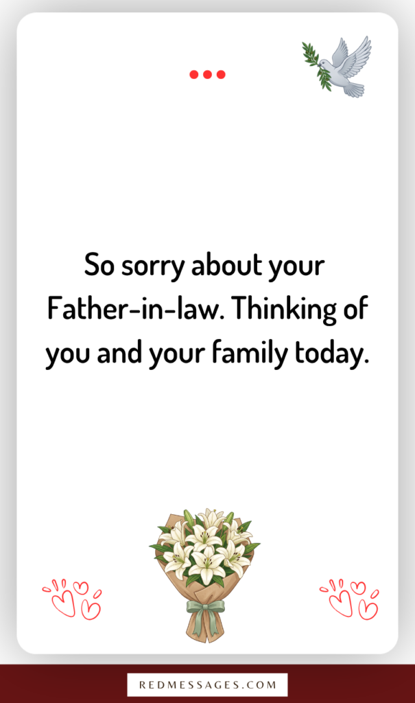 Short Condolence Messages for Loss of a Father-in-Law